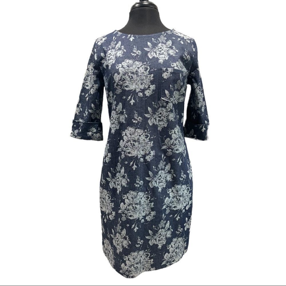 GAP Floral Sheath Denim Dress Sz 4